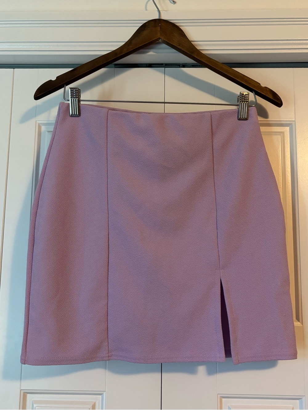 Boohoo, “pastel split front mini skirt”